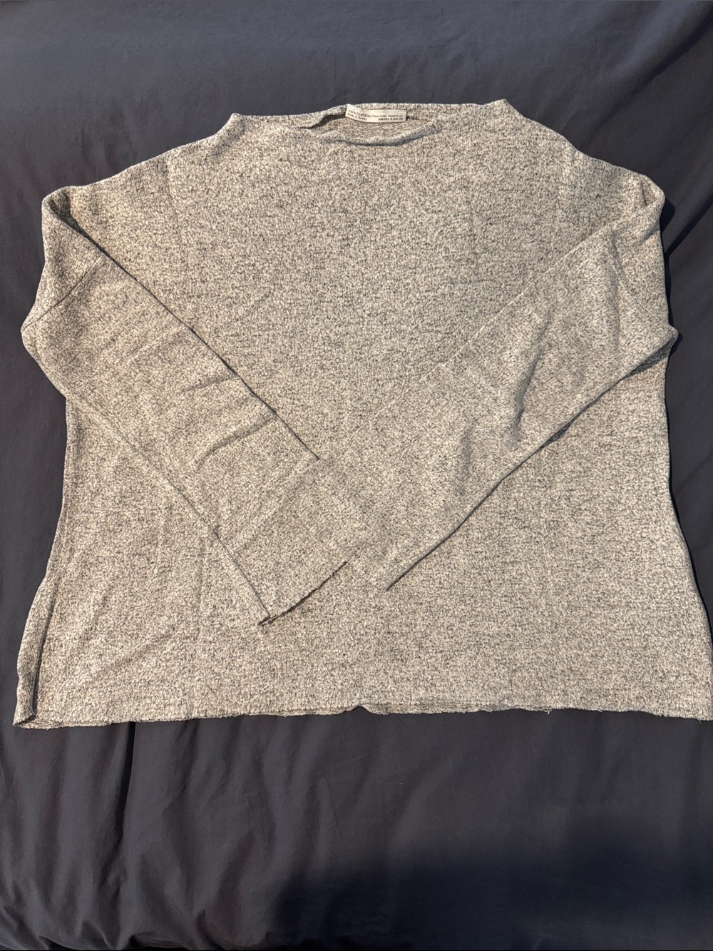 Zara Heather Gray Long-Sleeve Crewneck Top